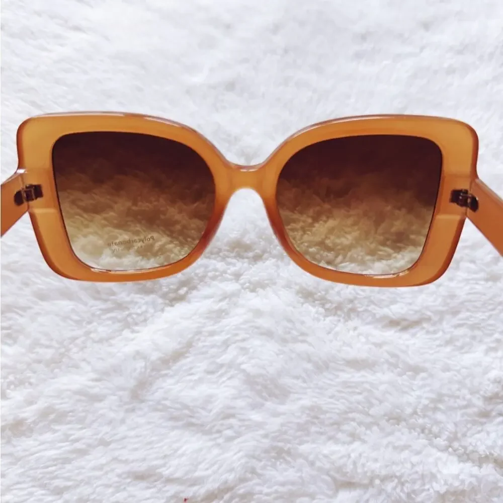 Eva Clear Gold Square-Framed Sunglasses